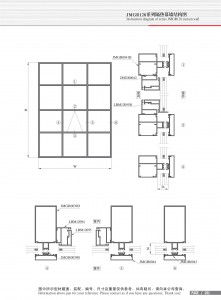 Dibujo estructural de muro cortina de aislamiento térmico Serie JMGR120