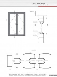 Schéma de structure de la porte à battant de la série JM46