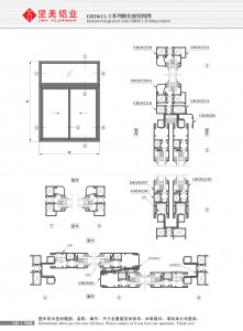 Dibujo estructural de la ventana corrediza Serie GRD613-Ⅱ