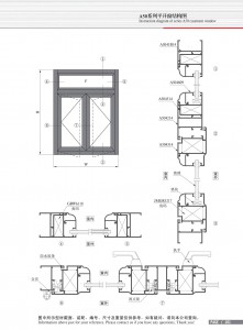 Schéma de structure de la fenêtre à battant de la série A50