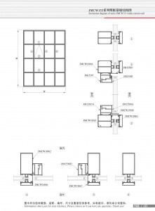 Schéma de structure du mur-rideau à cadre apparent de la série JMCW153