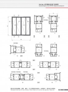 الشكل البياني عن الباب المنزلق القابل للطي من سلسلة PM70B-3