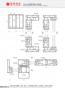 Dibujo estructural de la puerta corrediza elevada Serie TM126-9