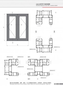 Sơ đồ kết cấu cửa sổ mở ngang hệ GR135