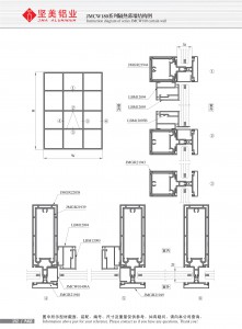 Schéma de structure du mur-rideau isolant de la série JMCW180