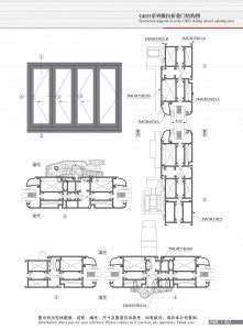 Structure drawing of GR55 series push-pull folding doors