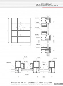 Structural drawing of JM150C series open frame curtain wall