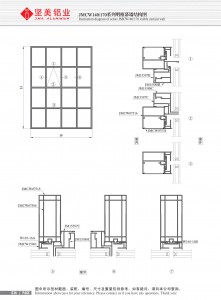 Structural drawing of JMCW140 170 series open frame curtain wall-2